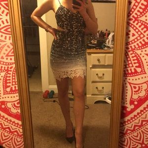 FashionNova lace ombré blue and white mini dress